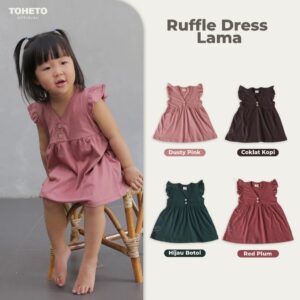 Toheto - Dress Anak Lengan Ruffle - 1 - 4 Tahun